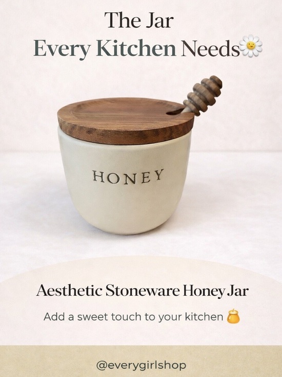 Hearth & Hand Other - Hearth & Hand Cream Stoneware Honey Jar with Wood Lid